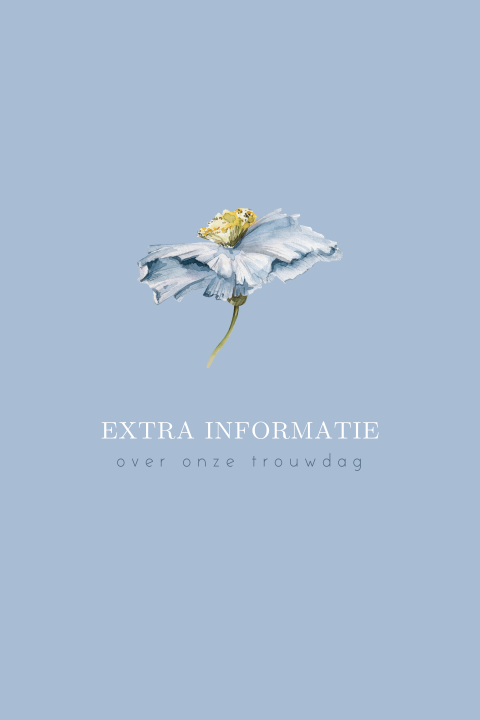 Blauw extra informatiekaartje met bloemen