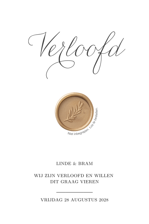 Klassieke verlovingskaart met lakzegel