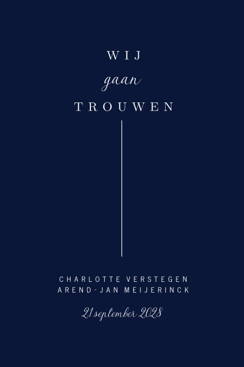 Moderne trouwkaart met streep