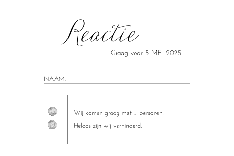 RSVP kaartje voor reactie van jullie gasten