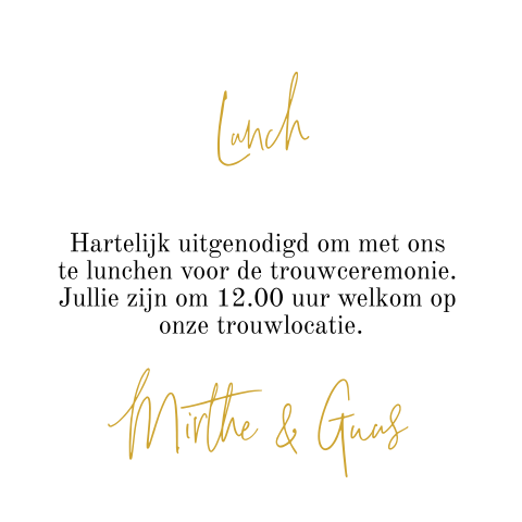 Klassiek lunchkaartje met goudfolie