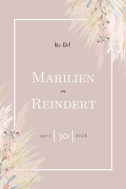 Stijlvolle trouwkaart met droogbloemen zelf maken