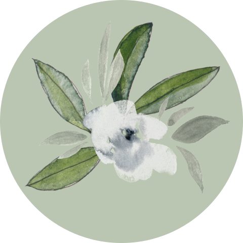 Groene sluitzegel met bloem en blaadjes