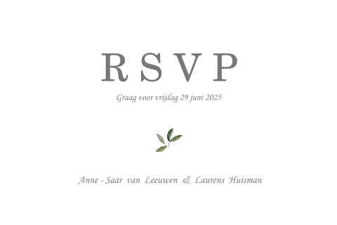 Rsvp kaartje met botanische blaadjes