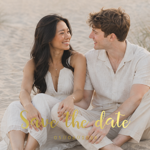 Save the Date kaart met foto en goudfolie