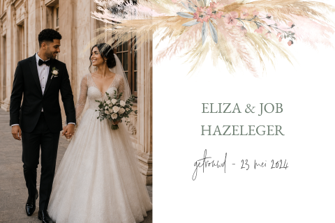 Bedankkaart met Flower Cloud van droogbloemen