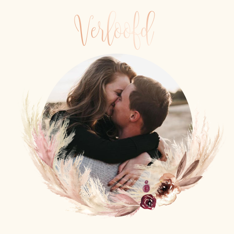 Bohemian verlovingskaartje met foto en roséfolie