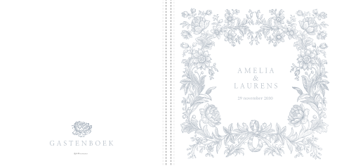 Klassiek gastenboek vierkant met bloemenkrans