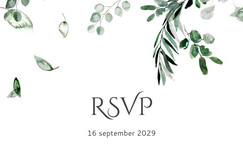 Rsvp-kaartje met eucalyptus blaadjes