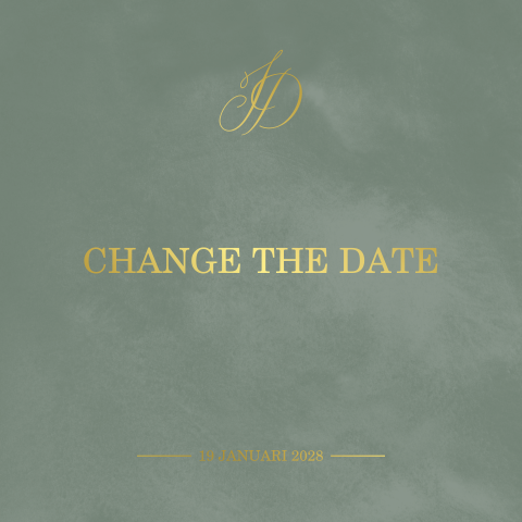 Groene Change the Date kaart met goudfolie