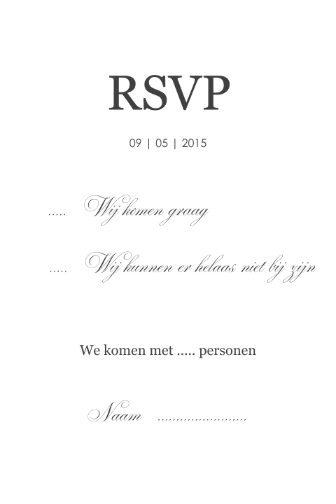 Stijlvolle RSVP kaart met klassieke uitstraling