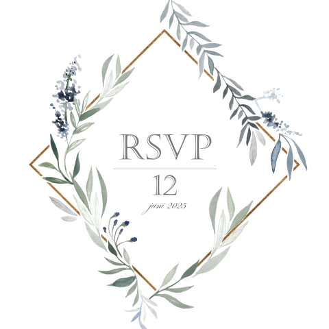 Klassieke RSVP kaart met geverfde takjes