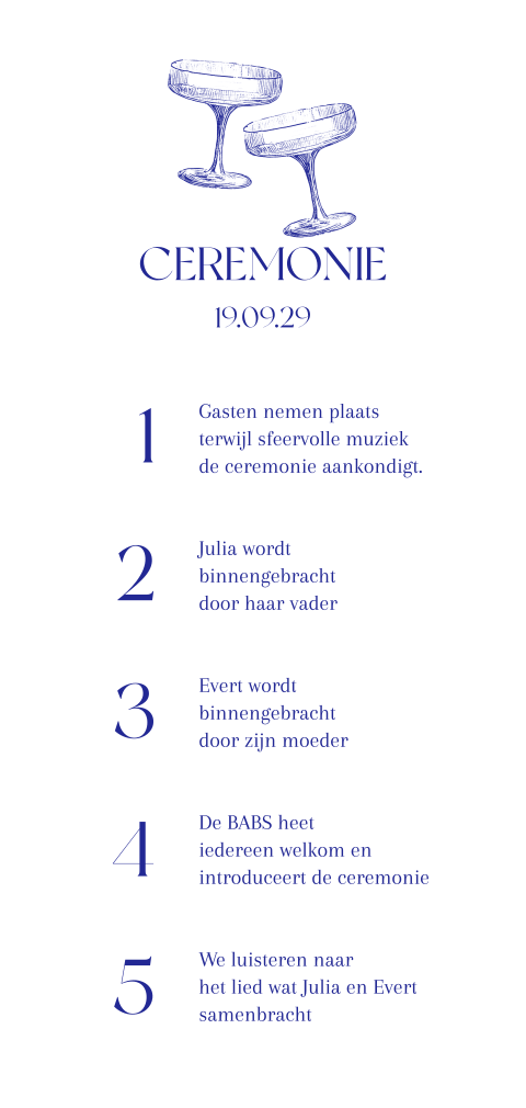 Modern ceremoniekaart bruiloft