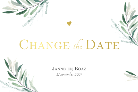 Change the Date kaart met takjes en goudfolie