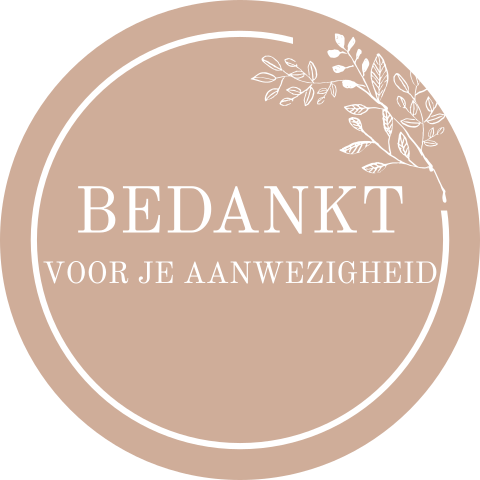 Sticker bij bedankjes met takje