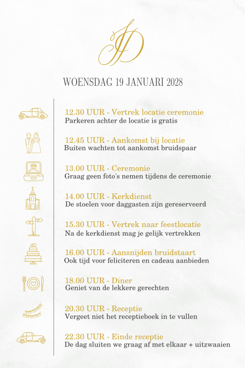 Stijlvol programmakaartje met icoontjes