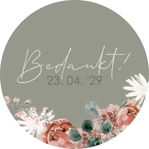Sticker met bloemen voor bedankjes