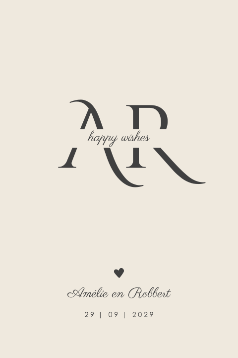 Beige invulkaartje bruiloft met logo