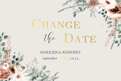 Bohemian Change the Date kaartje met goudfolie