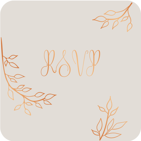 Rsvp-kaartje bruiloft met koperfolie