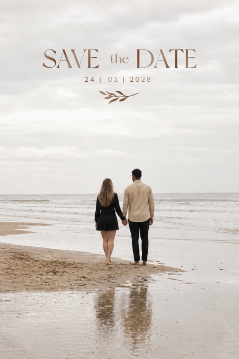 Foto Save the Date met bruin hoogglans