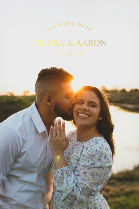 Save the Date met goudfolie en foto