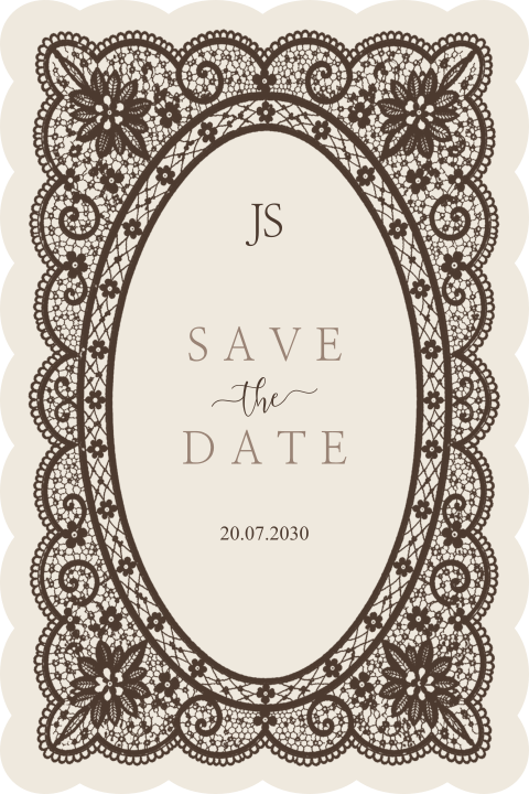 Vintage Save the Date met kant 