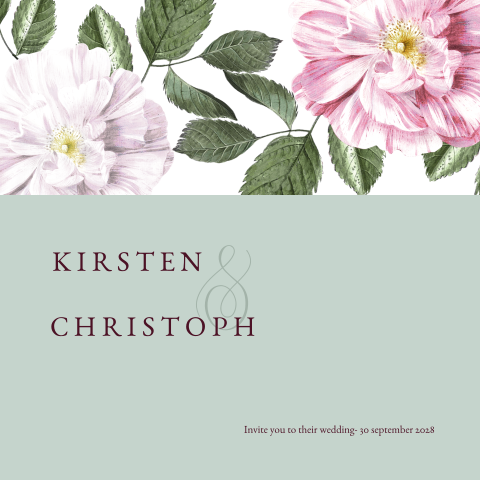 Trouwkaart met bloem van Hollandse Meesters