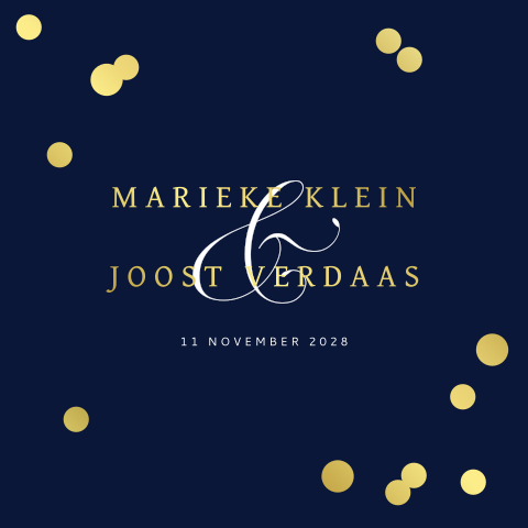 Trouwkaart met &-teken en goudfolie