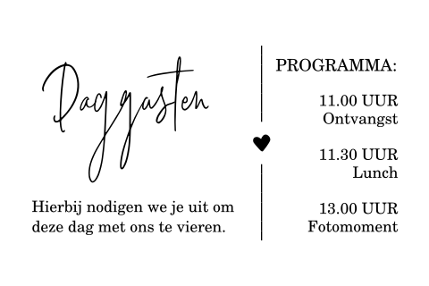 Extra kaartje bij kraft trouwkaart van kalkpapier