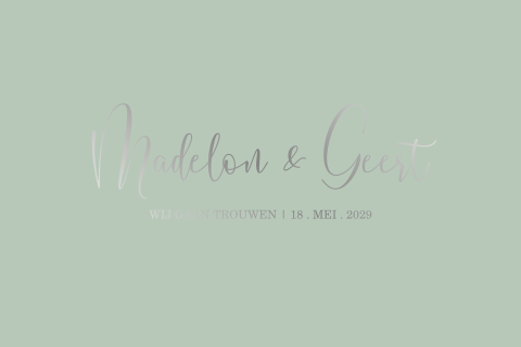 Mint groene trouwkaart met zilverfolie