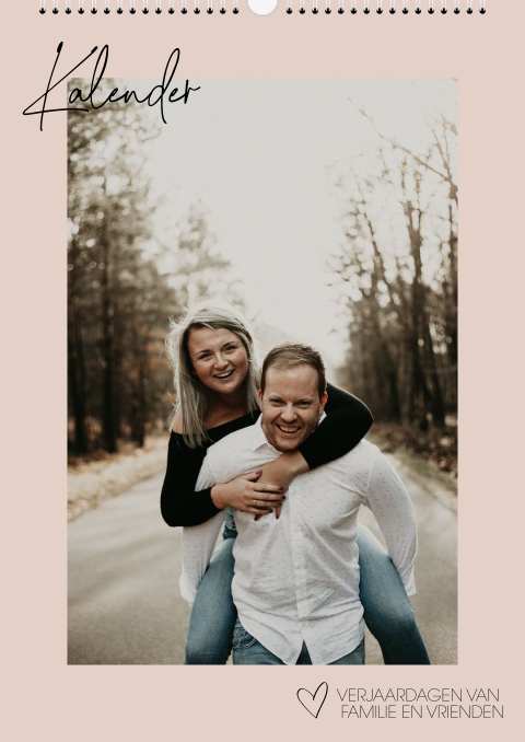 Kalender in pasteltinten voor de bruiloft