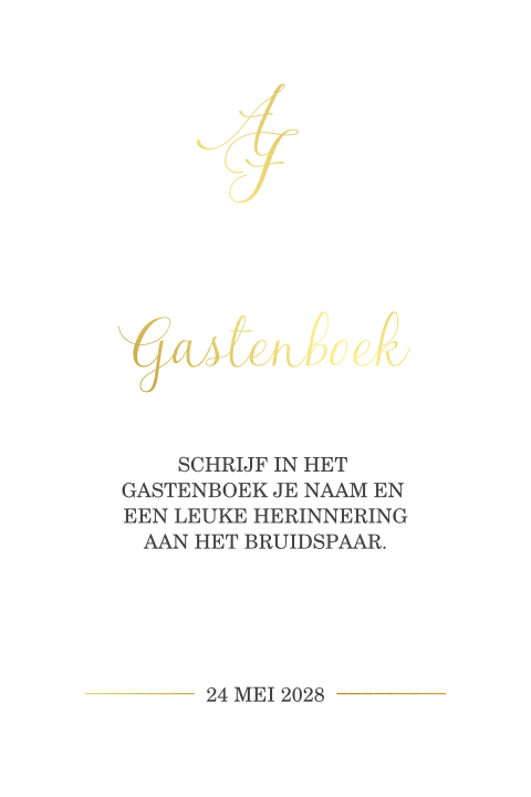 Bordje bij gastenboek met logo