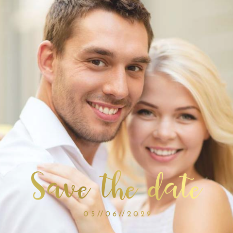 Save the Date kaart met foto en goudfolie