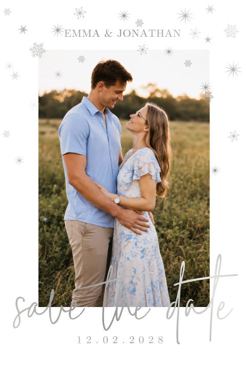 Save the Date kerstkaart met foto en folie