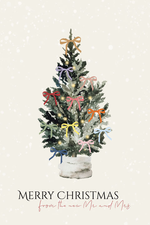 Kerst Save the Date met kerstboom strikjes