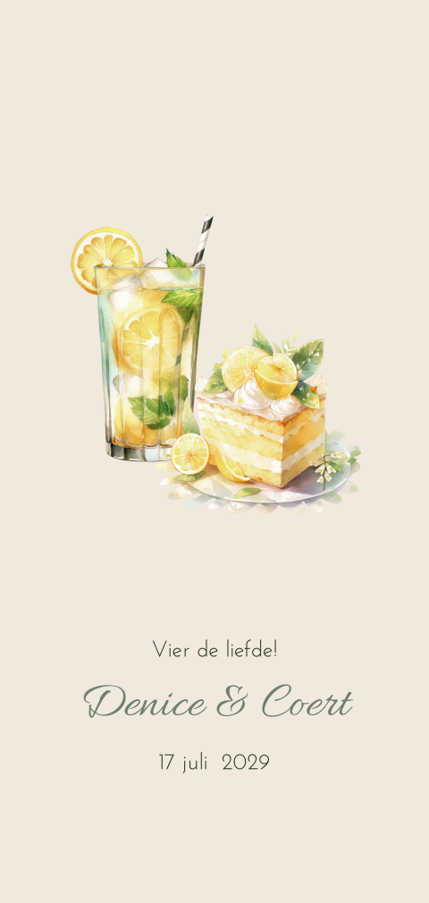 Zomerse trouwkaart met citroentjes