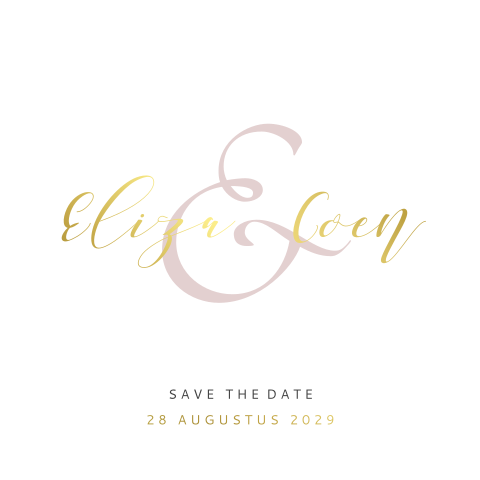 Save the Date met goudfolie en ampersand