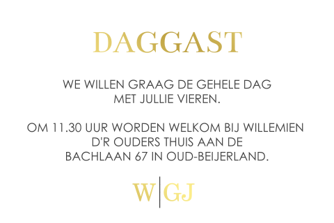 Klein kaartje voor daggasten met goudfolie