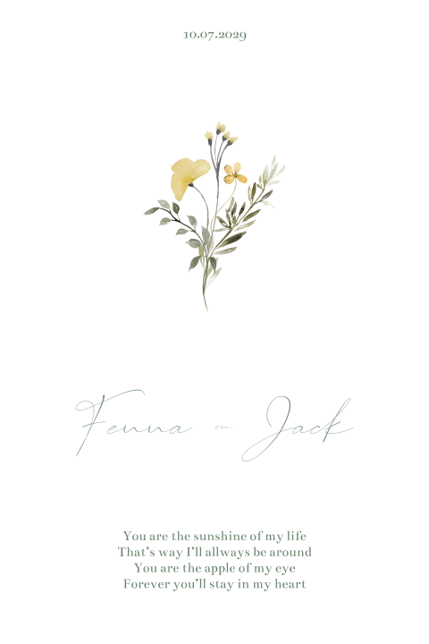 Klassieke huwelijkskaart met lakzegel en bloemetjes