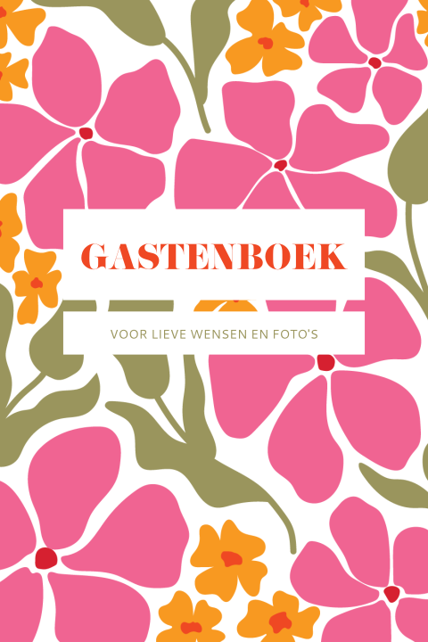 Bordje bij gastenboek met grafische bloemen