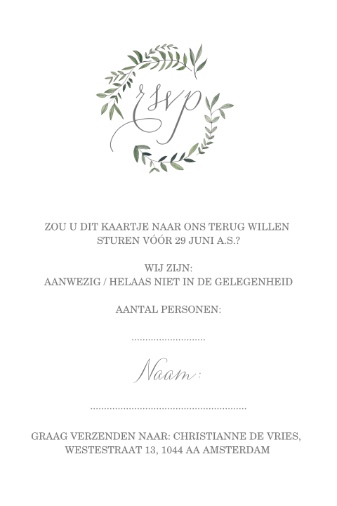 Origineel Rsvp kaartje in Natuur stijl