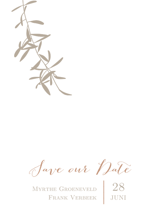 Save the Date kaart met takje en ronde hoeken