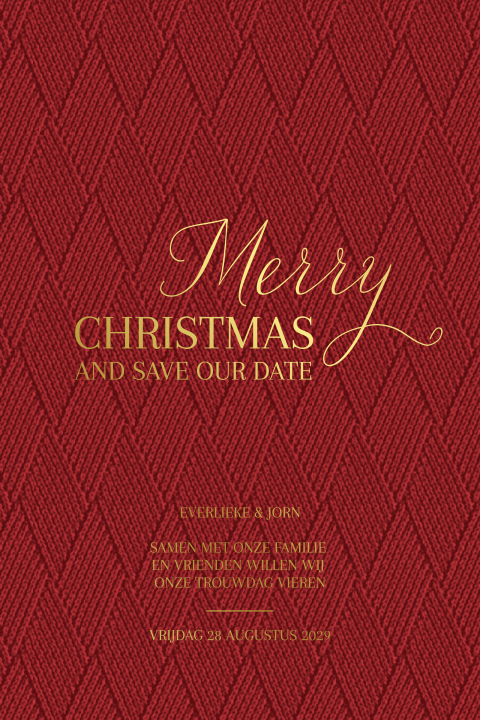Save the Date kerst met goudfolie en textuur