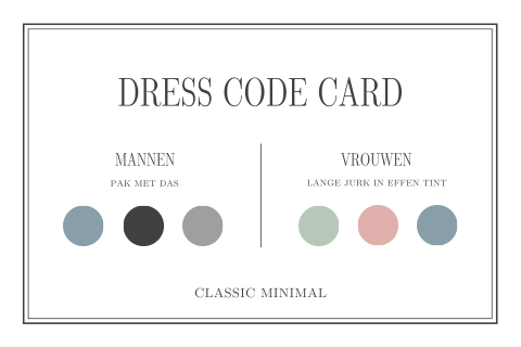 Klassieke dress code card met kader