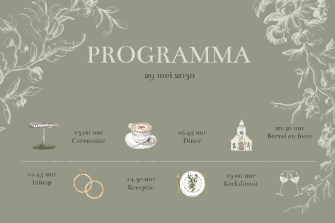 Vintage programmakaartje met bloemen