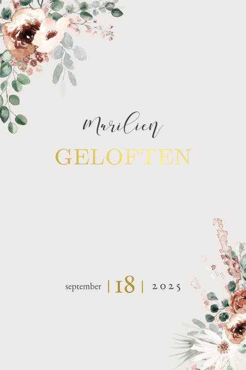 Geloftenkaart met bohemian bloemen