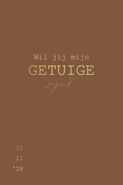 Kaartje getuigen vragen goudfolie