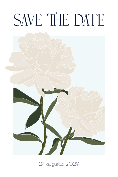 Save the Date met graphic bloemen