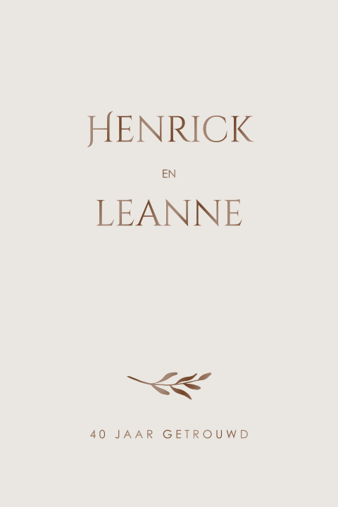 Klassieke jubileumkaart in beige met takje